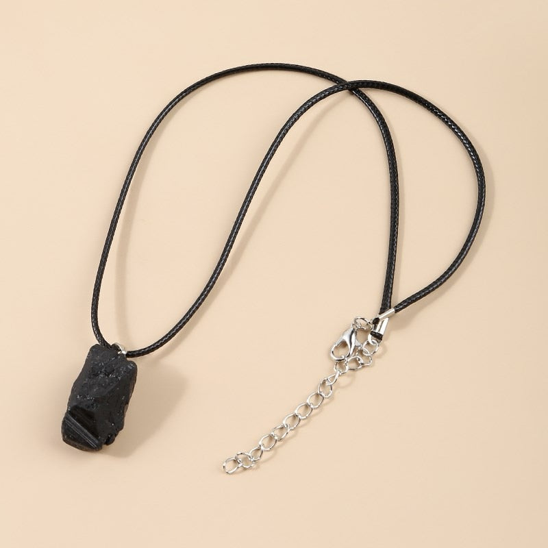 Black Tourmaline Pendant Necklace (Protection)