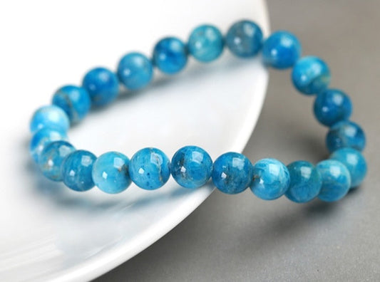 Blue Apatite Stone Bracelet (Manifestation and Focus)