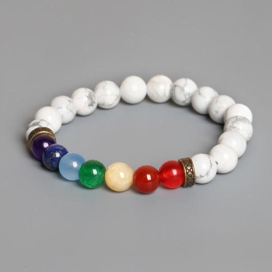 White Turquoise 7 Chakra Bracelet (Healing and Energy Alignment)