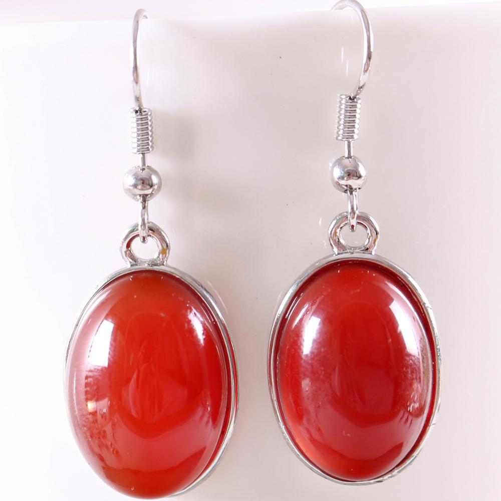 Natural Stone Red Carnelian Dangle Earrings (Courage)