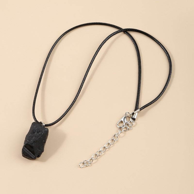 Amazon.com: Natural Black Tourmaline Pendant Necklace Energy Shield  Protection Jewelry Cord necklace Men Women : Handmade Products