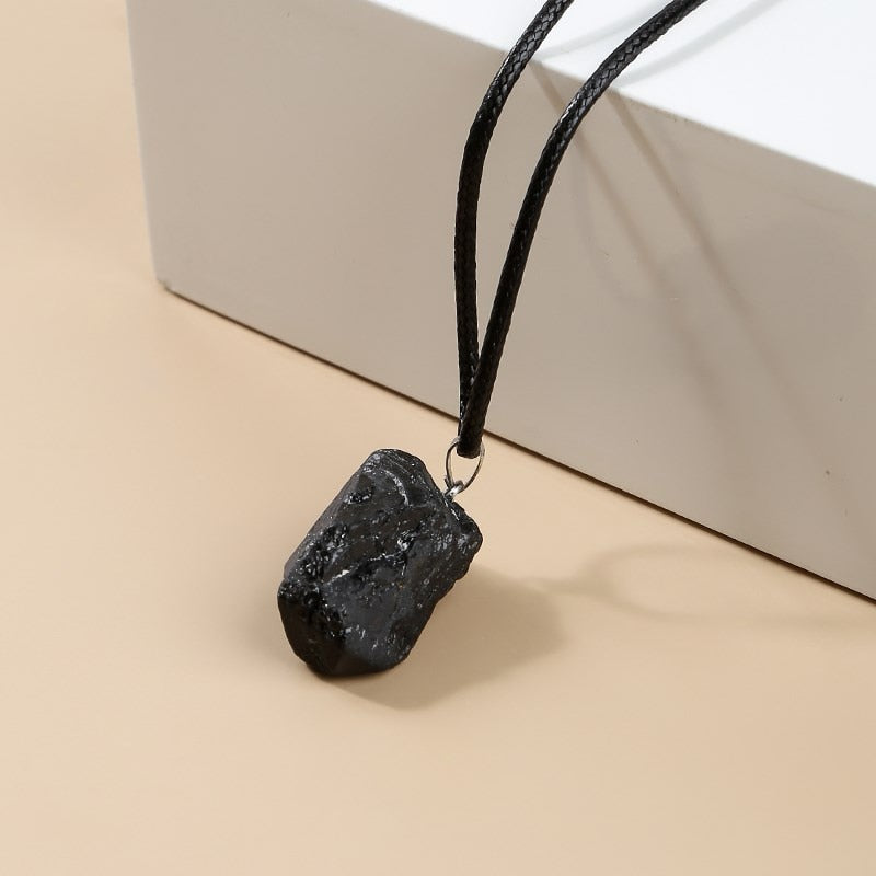 Black Tourmaline Pendant Necklace (Protection)