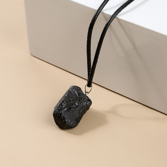 Black Tourmaline Pendant Necklace (Protection)