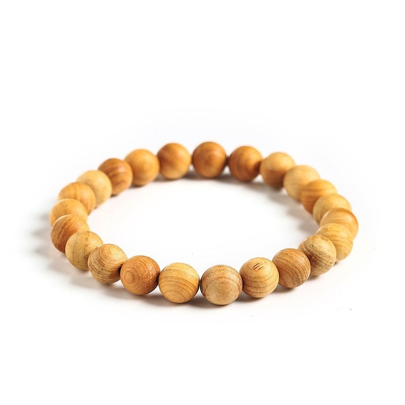 Thuja Natural Color Mala Buddhist Prayer Beaded Bracelet (Vitality)