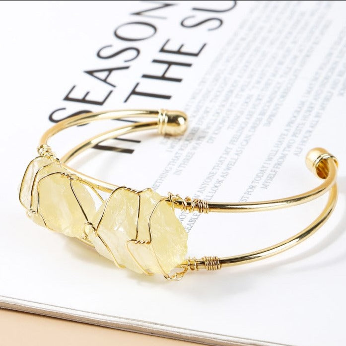 Lemon Quartz Cuff Bracelet (Positive and Happy Energy)